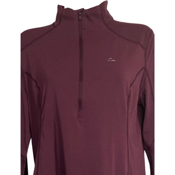 Paradox 1/4 zip pullover athletic top womens medium burgandy merino wool blend - Picture 3 of 8